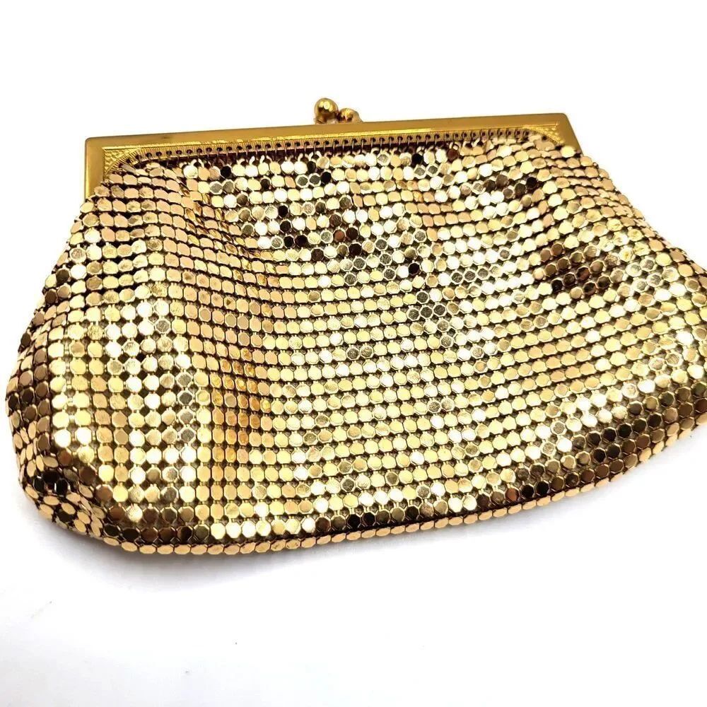 Whitting & Davis Gold Mesh Coin Purse Bag Chainmaile Chain mail 3.5" by 5.5"